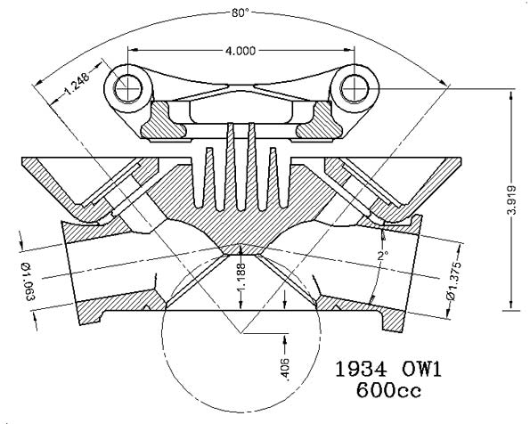 Douglas motorcycle 1934 OW1 600cc cylinder head