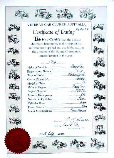 Veteran motorcycle certificate