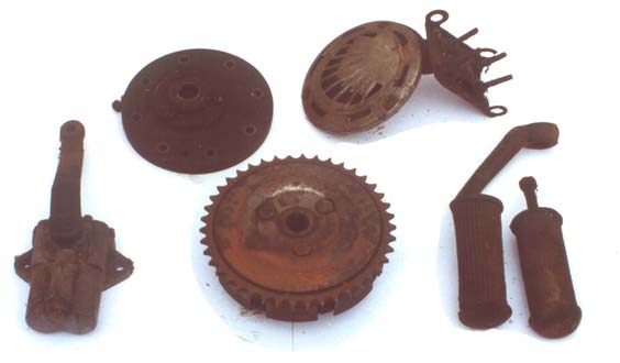 Douglas & Triumph motorcycle horns, pedals, hubs